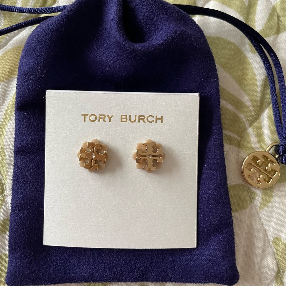 BRAND NEW Tory Burch T Logo Gold Stud Earrings